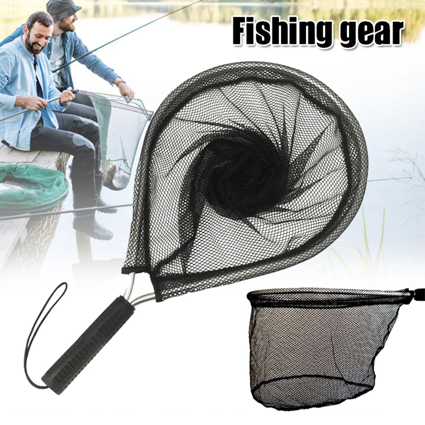 Hot Sale Fishing Accessories Fly Fishing Goods Landing Net with Corrosion Resistant Handle Knotless Mesh Gift for Friends Family Peaceful Pleasures Health and Wellness