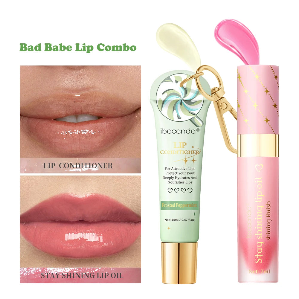 ibcccndc Lip Oil & Lipstick Combo | Hydrating Lip Gloss Set Lip Oil Combo Set Peaceful Pleasures Health and Wellness Mint