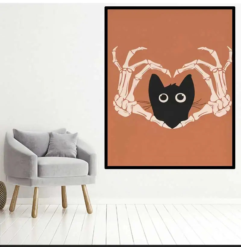 Ghost Cats Jack-o-Lanterns Halloween Canvas Wall Art Print