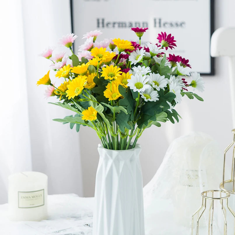 21-Head Silk Daisy Bouquet | Artificial Flowers Home & Wedding