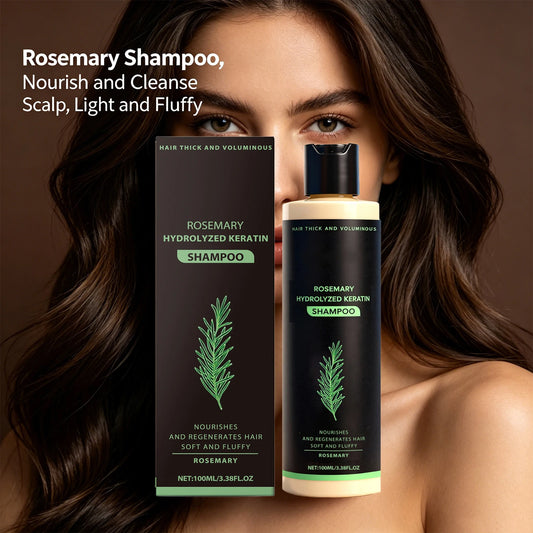 Rosemary Hydrolyzed Keratin Shampoo 100ml, Volumizing Thickening Cleanser Anti-Frizz Repair Nourishing Shampoo for Damaged Hair Peaceful Pleasures Health and Wellness