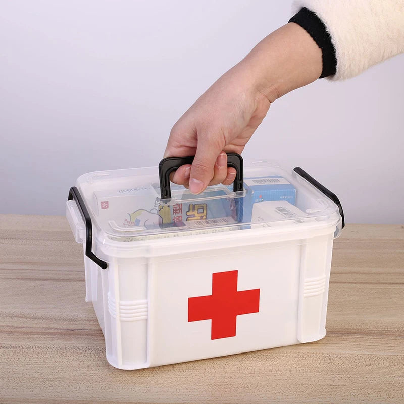 Portable Double-Layer First Aid Medicine Storage Box Organizer
