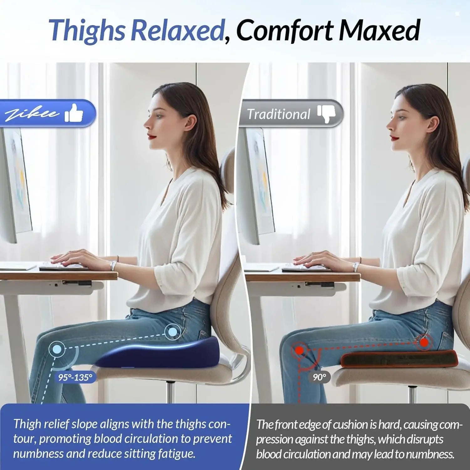 Ergonomic Memory Foam Seat Cushion for Office, Car, and Home - U-Shaped Design Relieves Hip and Tailbone Pain Peaceful Pleasures Health and Wellness
