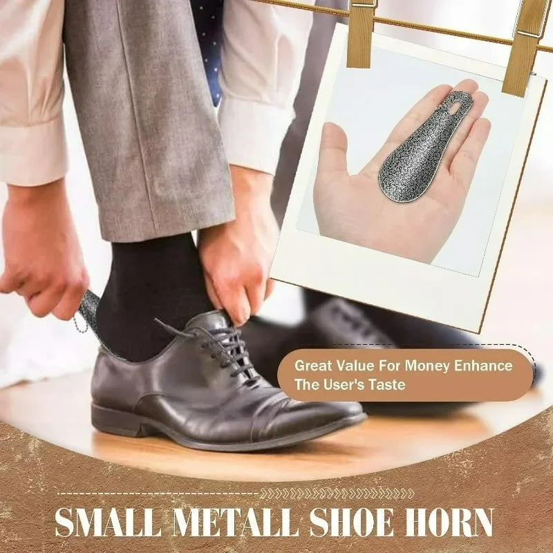 Vintage Mini Metal Shoehorn | Keychain Travel Shoe Helper Keychain Shoehorn Peaceful Pleasures Health and Wellness