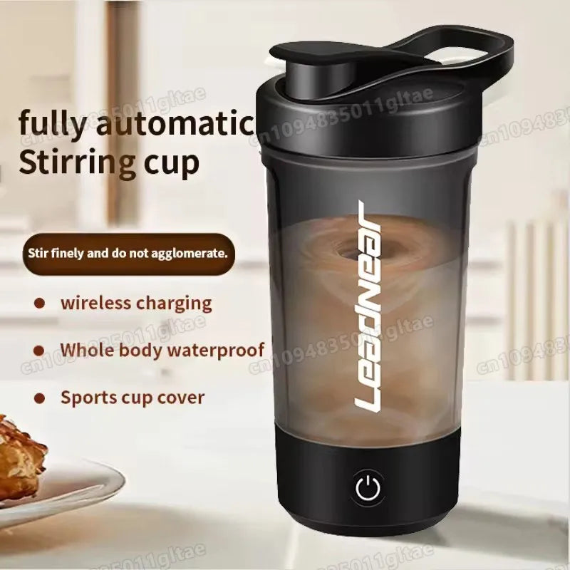 Electric Blender Cup Portable Blender Cup Milk Powder Protein Powder Blender Automatic Shaker Cup Home Travel Outdoor Sports Gym Peaceful Pleasures Health and Wellness 450 ML Black Cup