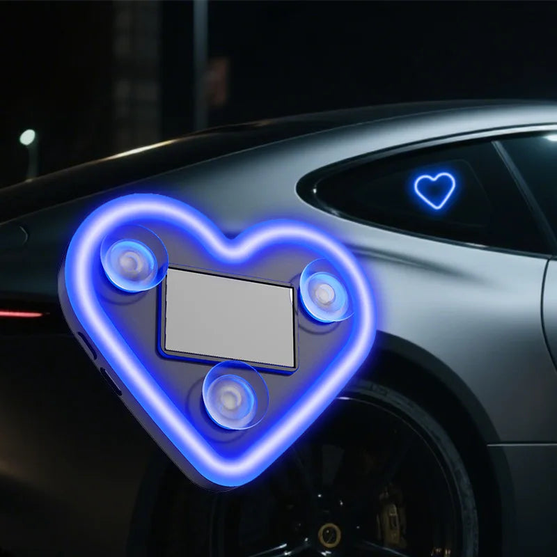 New Car Solar Heart-Shaped Triangle Window LED Atmosphere Light Wiring-Free Interior Decorative Light Emitting Ambient Lighting Peaceful Pleasures Health and Wellness
