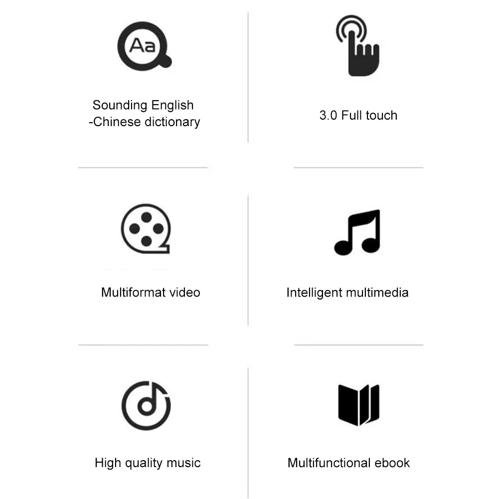 MP3 MP4 Player Voice Recorder Full Touch Screen Bluetooth-Compatible Audio Player with Speaker Support FM Radio Recording E-Book Peaceful Pleasures Health and Wellness
