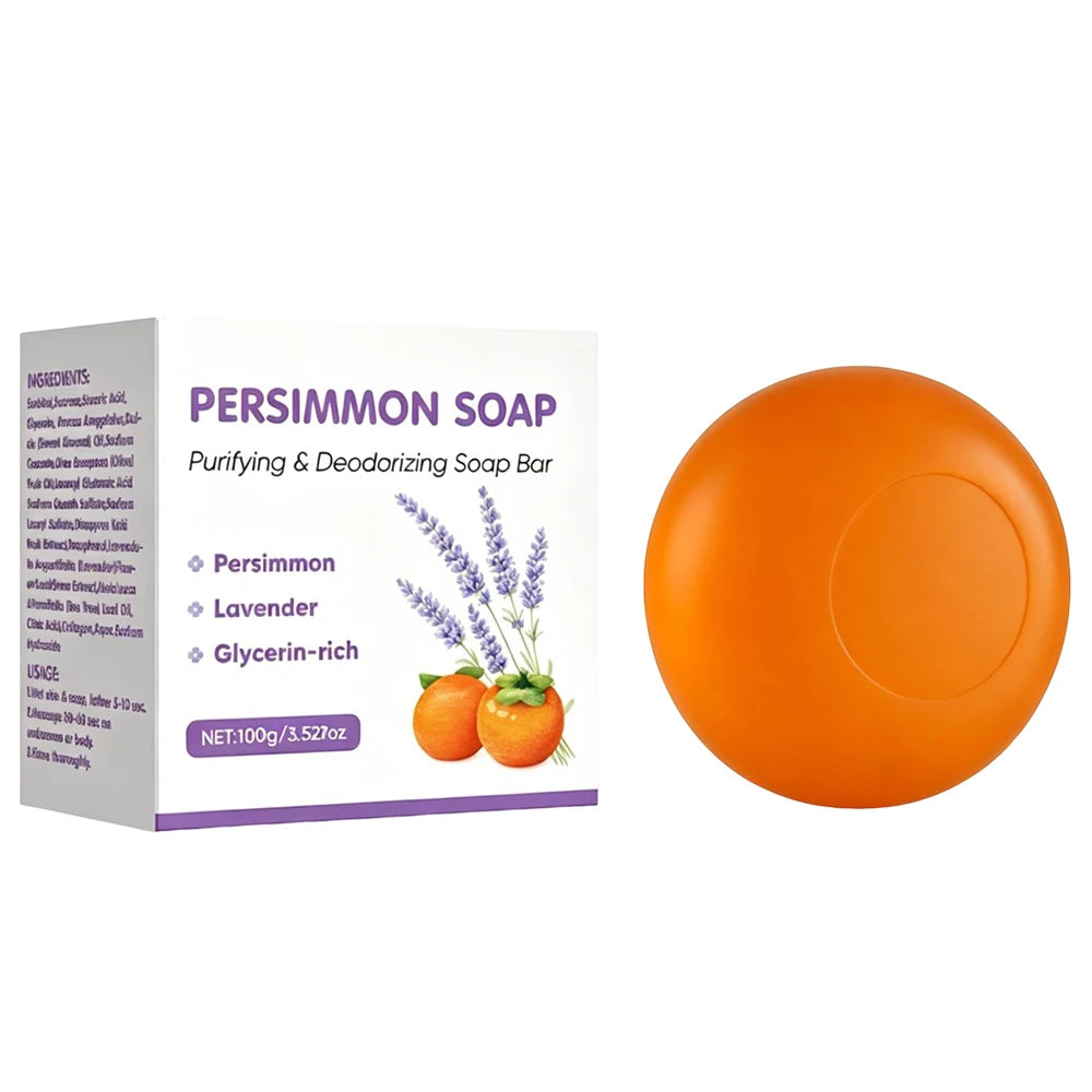 Persimmon Soap Bar for body odor control, Japanese Persimmon & Lavender Extract For Unisex, Purifying & Deodorizing Soap, 100g Peaceful Pleasures Health and Wellness 1PC