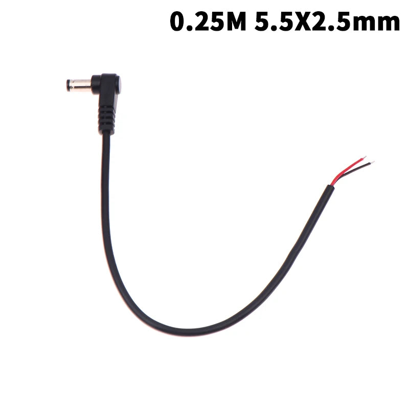 5.5 X 2.1mm/2.5mm Right Angle DC Power Cable DC Male Plug Power Contor Plug Contor Extension Line Peaceful Pleasures Health and Wellness A2