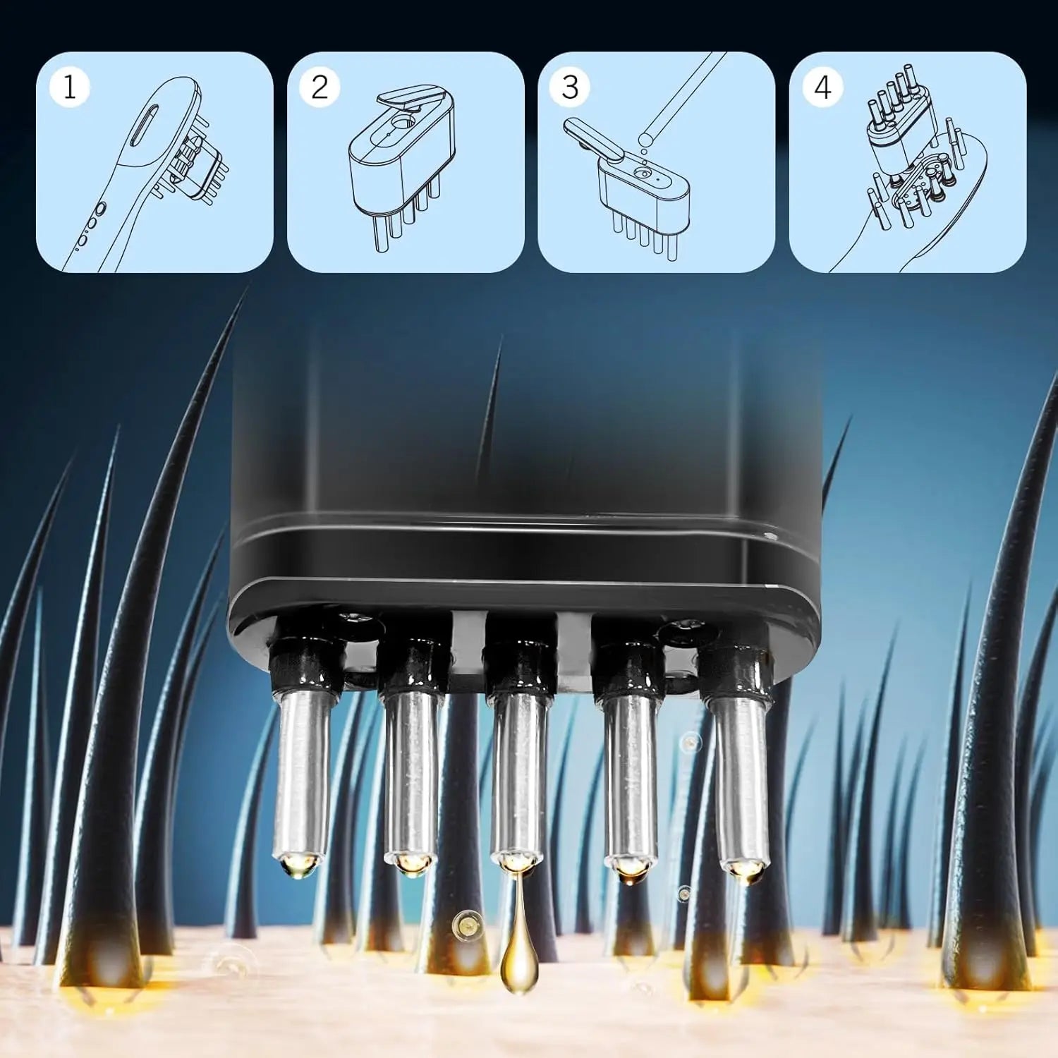3 in 1 EMS Hair Growth Massage Comb with Hair Oil Dispenser Red Blue Light AntiHair Loss High Frequency Vibration Scalp Massager Peaceful Pleasures Health and Wellness