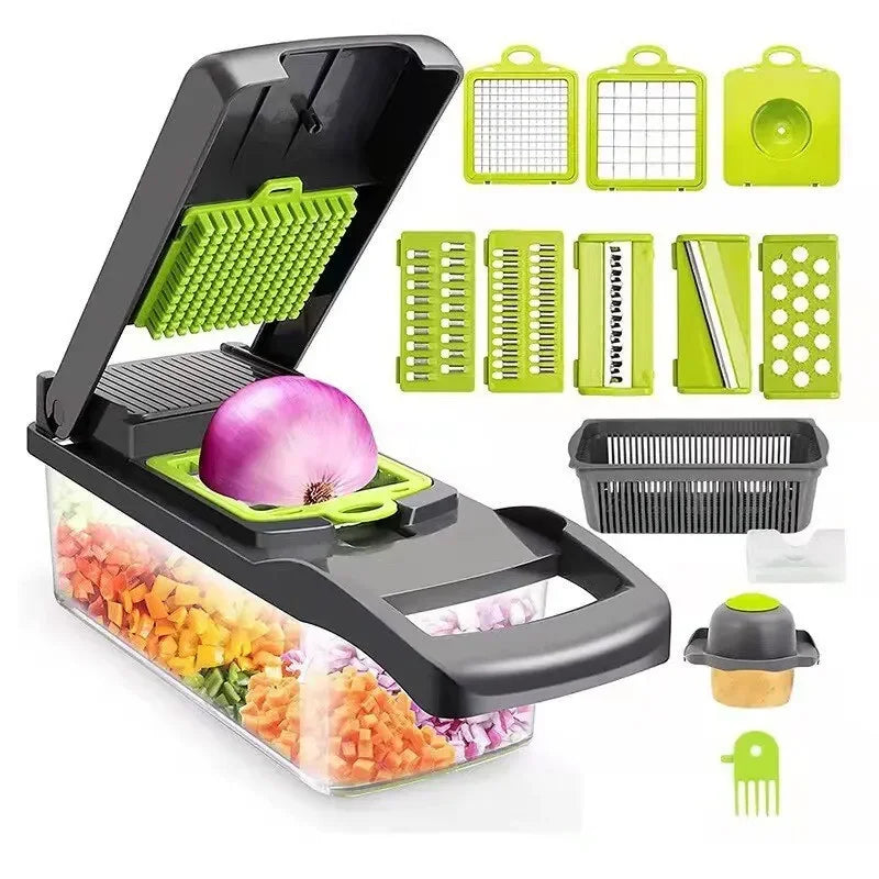 14pcs Multifunctional Vegetable Chopper Onion Chopper Handle Food Grate Food Chopper Kitchen Vegetable Slicer Dicer Cut Peaceful Pleasures Health and Wellness Default Title