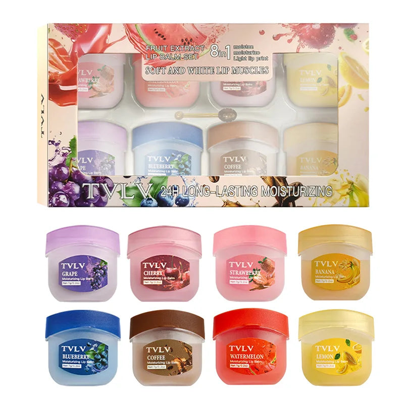 8-Piece Fruit Lip Balm Set | Moisturizing Anti-Cracking Lip Care