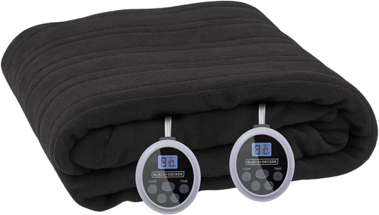 Queen Electric Heated Blanket 84x90" – Dual Zone, 10 Levels, Black Peaceful Pleasures Health and Wellness United States
