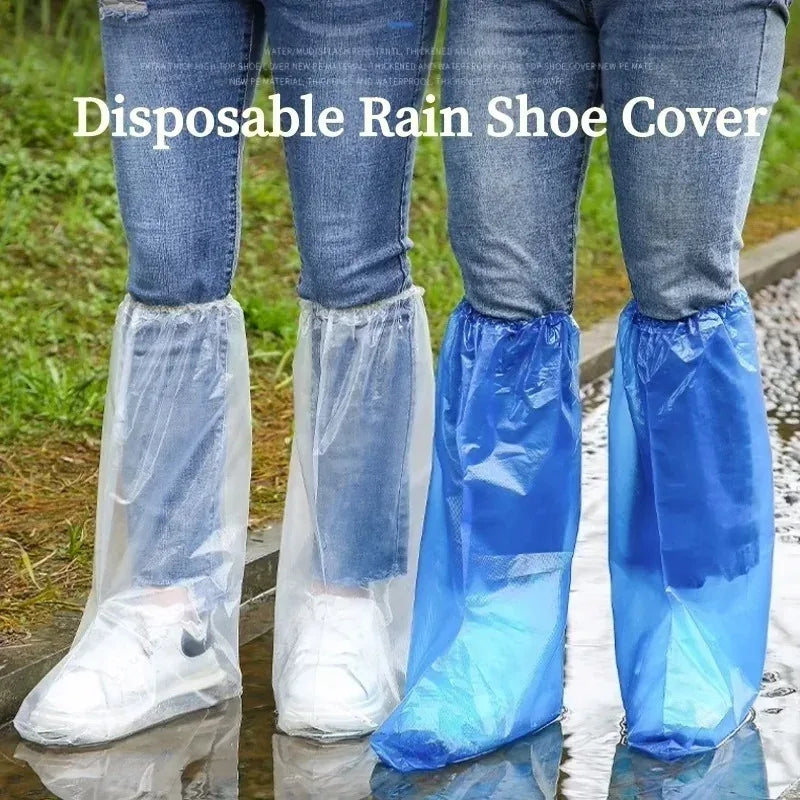 Waterproof Adult Poncho & 10 Disposable Shoe Covers Rain Set