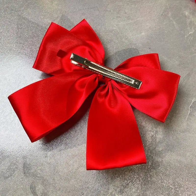 Bow Ribbon Hair Clip – Solid Color Bowknot Barrette for Women