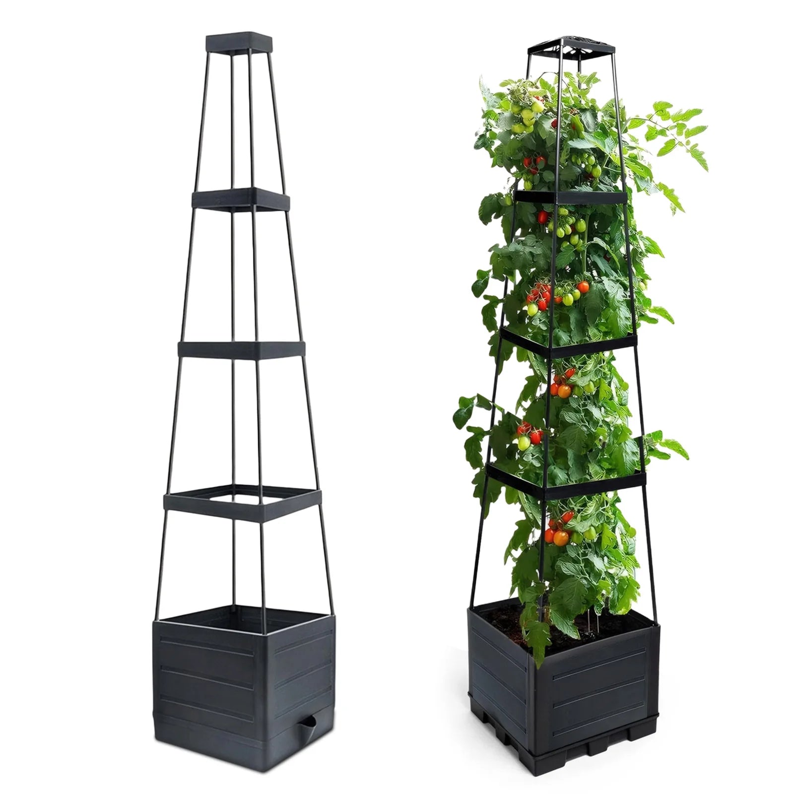 11in Tomato Tower Self-Watering Planter with Trellis Peaceful Pleasures Health and Wellness United States