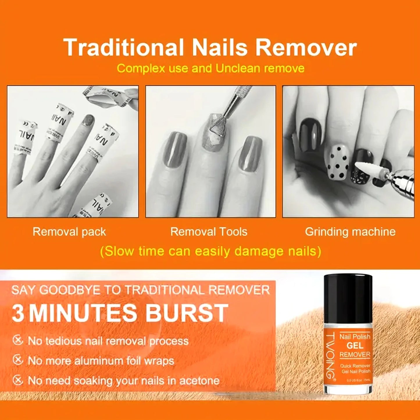 Nail Polish Gel Remover Set,2-5 Minutes Quick Remover Polish,With Gel Nail Polish Remover ,Nail Latex Tape,For Nail Salon Care Peaceful Pleasures Health and Wellness