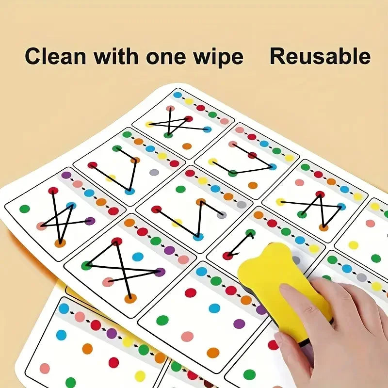 12-Page A4 Reusable Erasable Pen Training Link Cards Visual Tracking