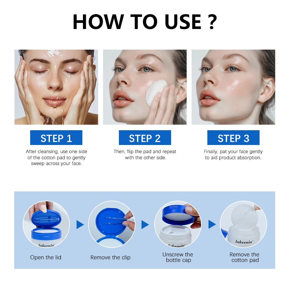 Lakerain 2Pcs Skincare Set 0‑Pore Toner Pad Pink Peptide Salmon DNA Glow Serum Pure Shea Butter Pore Care Moisturizer Peaceful Pleasures Health and Wellness