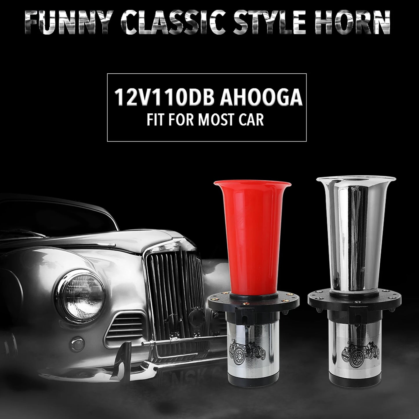 12V Vintage OOgah Horn 110dB Chrome | Car Truck Boat Universal