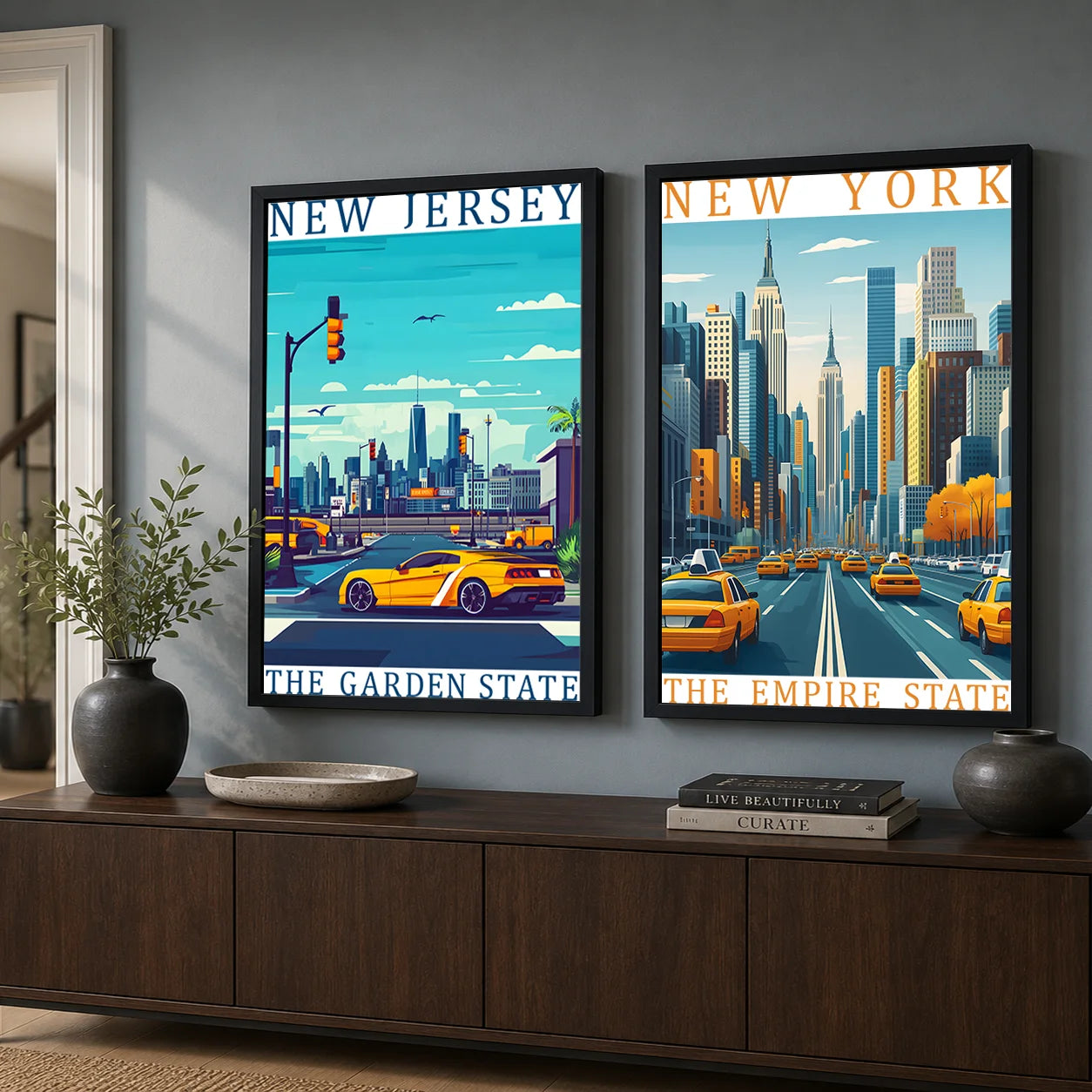 City Landscape Canvas Wall Art | Modern Travel Poster Print Canvas Wall Art Print Peaceful Pleasures Health and Wellness