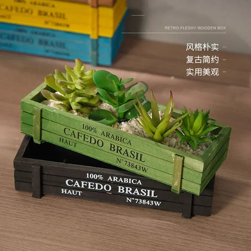 Retro Vintage Wooden Storage Box | Succulent Planter & Organizer