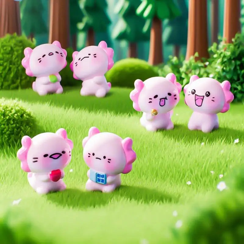 6pcs Resin Axolotl Miniature Figures – Micro Garden Ornaments