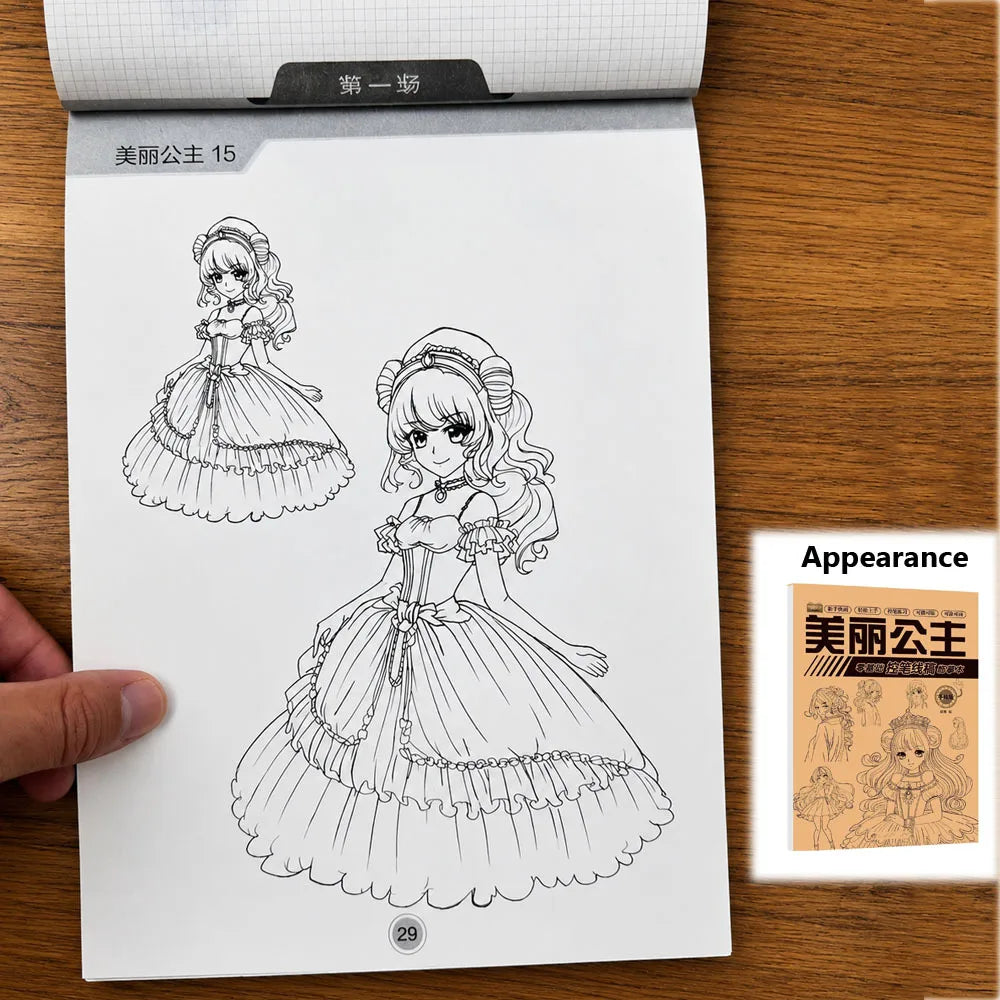 Cute Princess Sketch Coloring Book 48 Pages Anime Dress Line Drawing