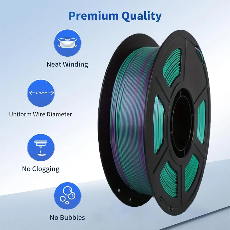 Silk Dual Color PLA Filament 1.75mm Black Green 250g | DINGSUN