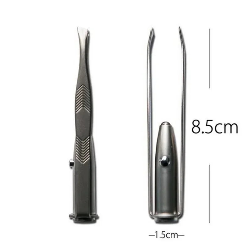 3pcs Makeup Tool, Slant Tip Hair Removal Eyelashes Eyebrow Tweezers, Professional Stainless Steel, Makeup LED Light with Battery Peaceful Pleasures Health and Wellness