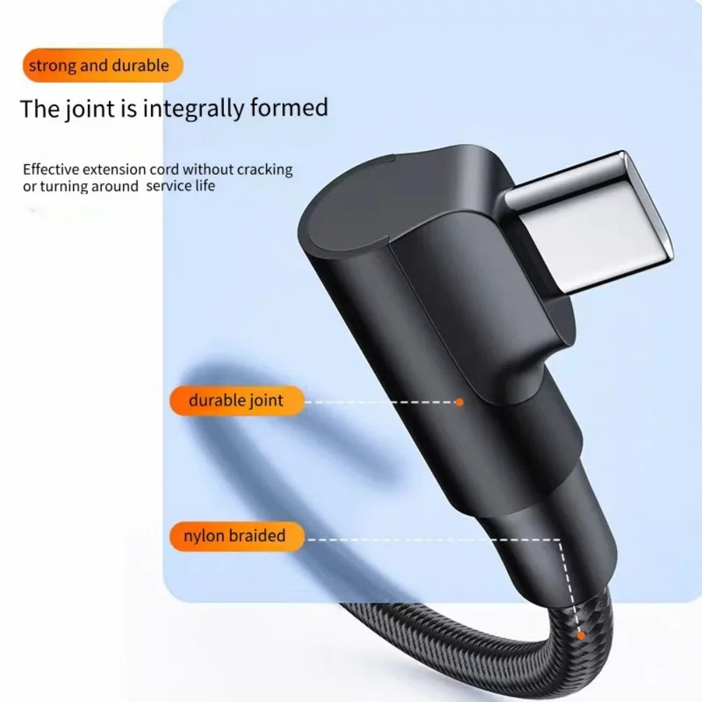 60W USB-C 90° Fast Charge Cable | iPhone 15 16 17 MacBook iPad