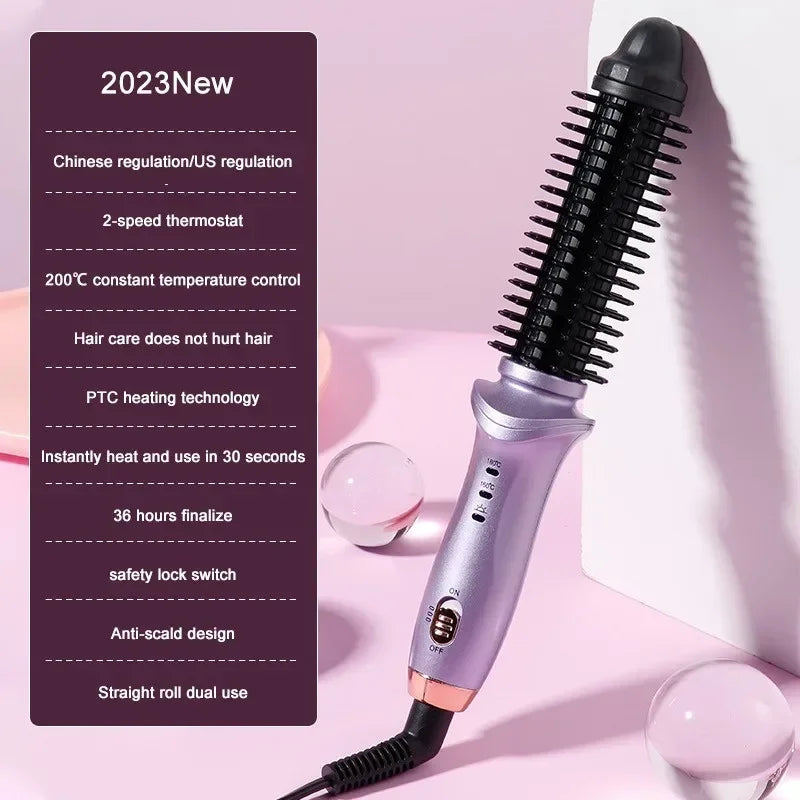 2-in-1 Mini Hair Straightener & Curler Brush | Travel Styler