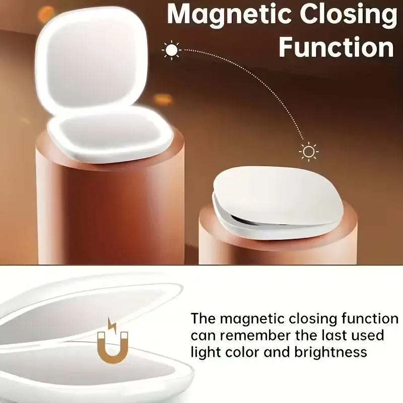 LED Makeup Mirror – 5X Magnifying, Foldable, USB Powered