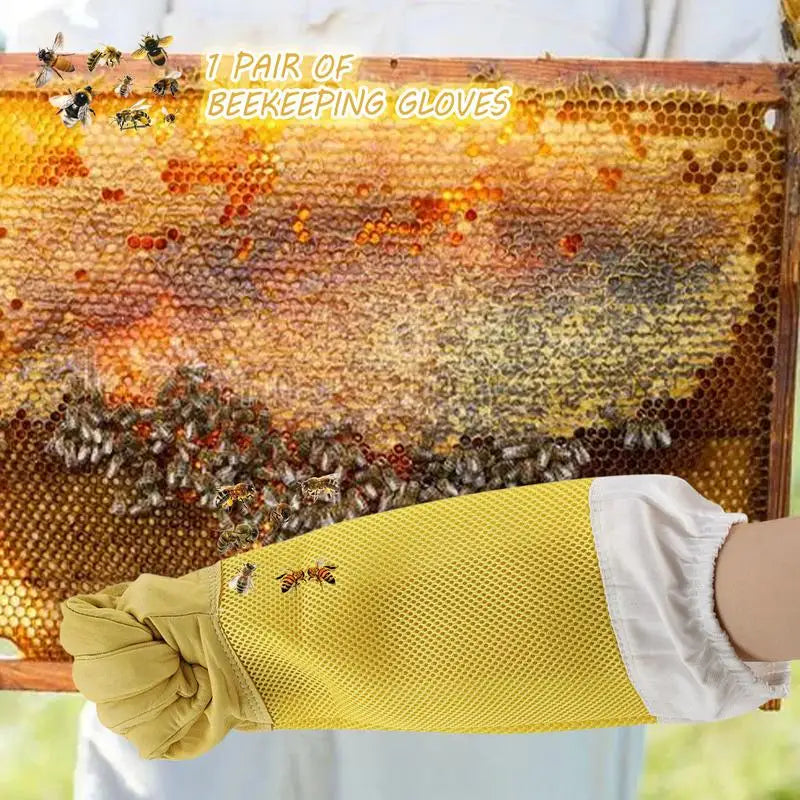 Breathable Beekeeping Gloves Long Sleeves | Sheepskin Mesh
