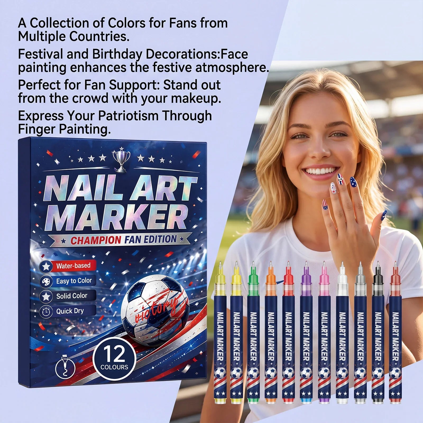 12-Piece Waterproof Nail Art Pens – Fine Tip DIY Design Markers Nail Art Pens Oasis Select