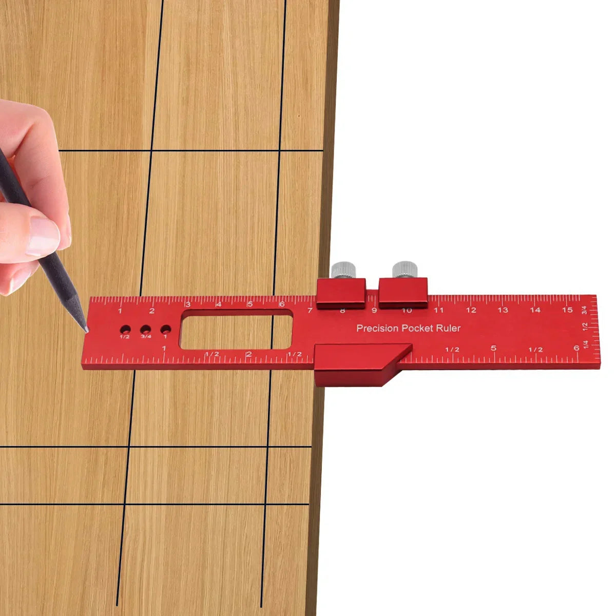 Aluminum Precision Pocket Ruler T-Track Slide Stop Inch & Metric