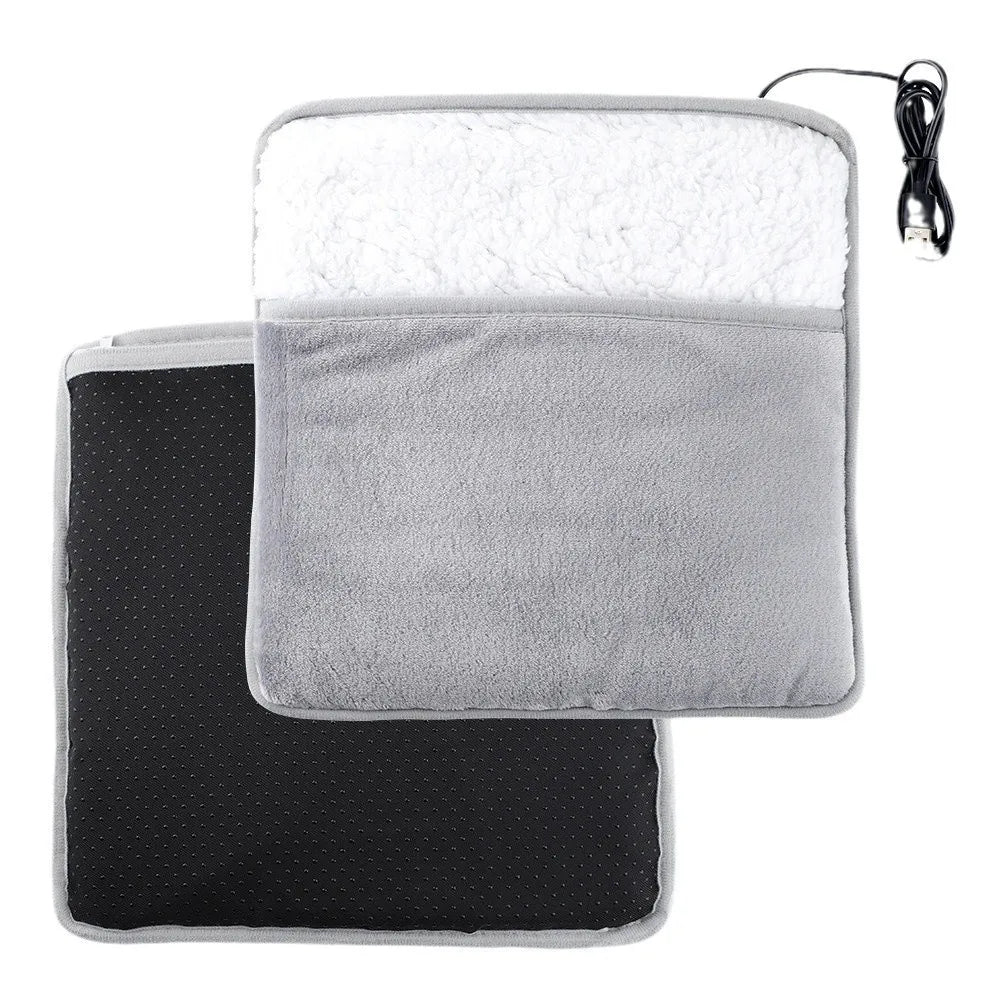 Winter Electric Foot Heating Pad USB Charging Soft Plush Washable Foot Warmer Heater Improve Sleeping Household Foot Warming Mat Peaceful Pleasures Health and Wellness GRAY M