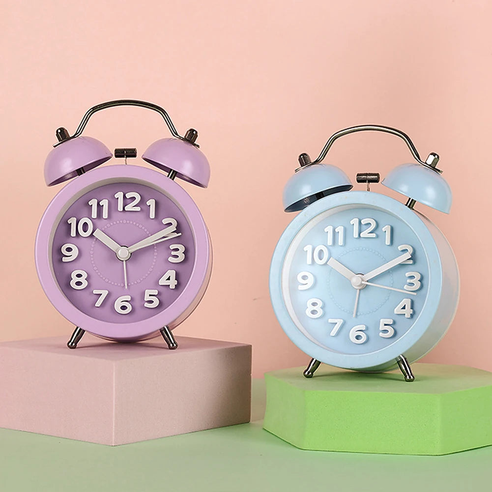 Retro Alarm Clock For Bedside,Stereoscopic Digital Creative Convex Textual Texture Fashionable Metal Silent Night Light Clock Peaceful Pleasures Health and Wellness
