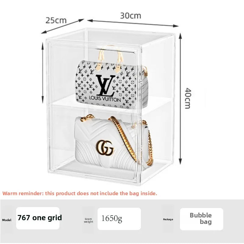 Premium Oversized Handbag Storage Organizer - Luxury Designer Bag Display Case with Acrylic Cover & Dust-Proof Wardrobe Shelf Peaceful Pleasures Health and Wellness 1 Layer