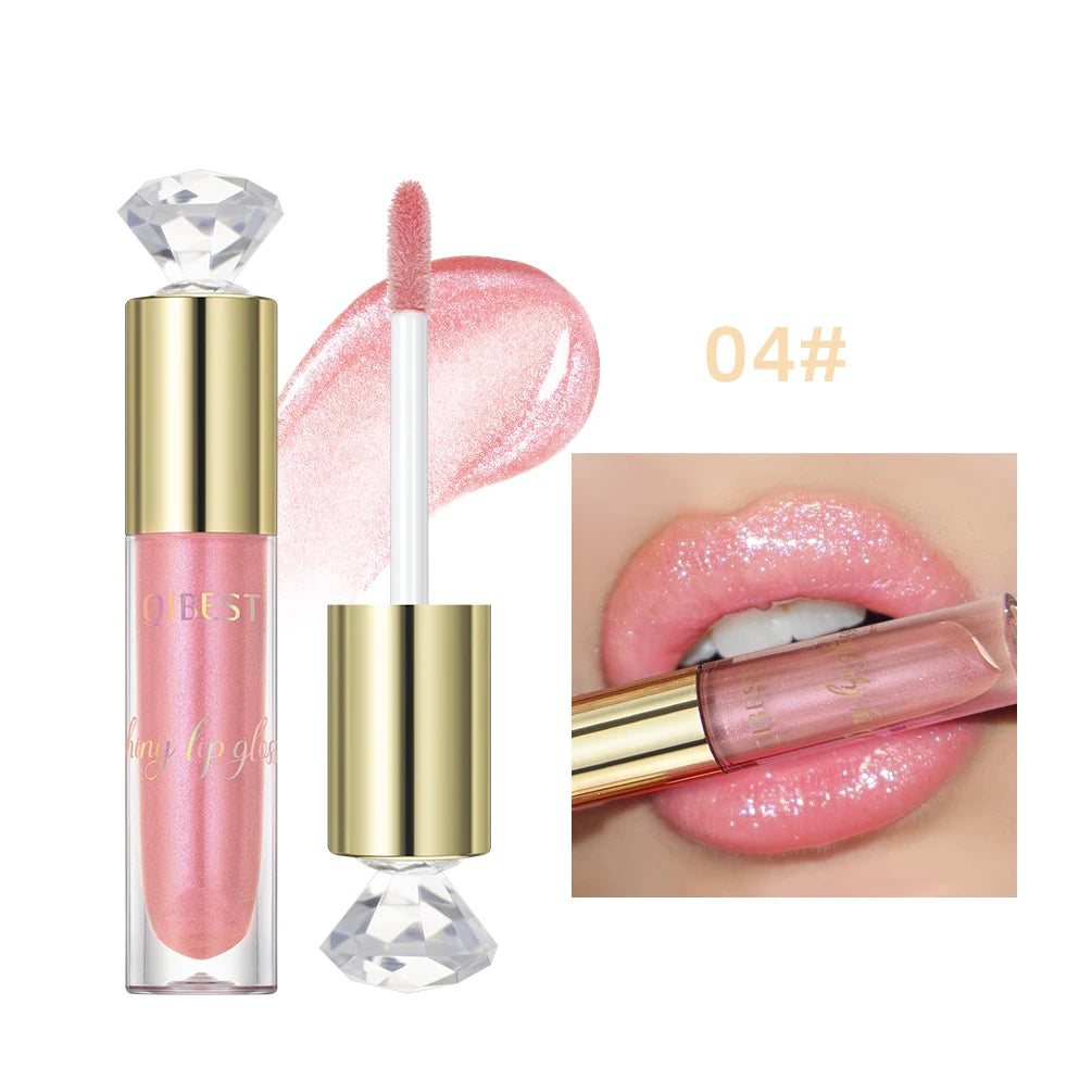 QIBEST Glitter Lip Glaze Shimmer Diamond Lip Gloss Long Lasting Liquid Lipstick Makeup Lip Oil Tint Moisturizing Lips Makeup Peaceful Pleasures Health and Wellness 04