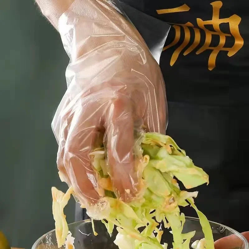 500/100pcs Disposable Gloves Food Grade Plastic Transparent Gloves for Restaurant Fried Chicken Pizza Gloves Kitchen Tableware Peaceful Pleasures Health and Wellness Transparent 200pcs