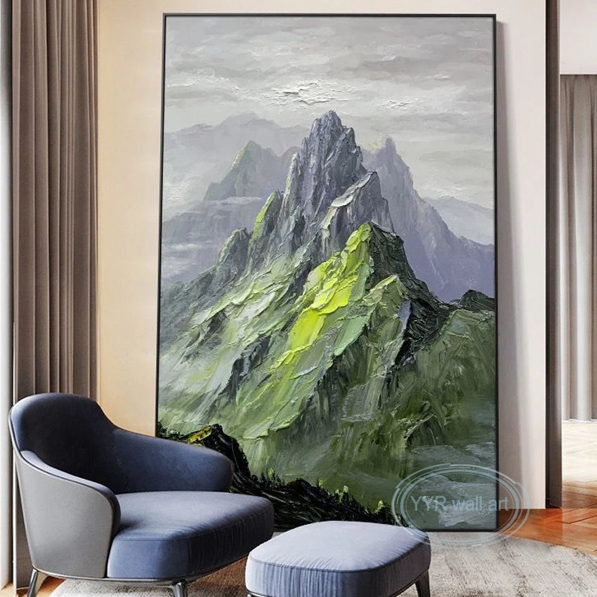 Custom Canvas Mural Abstract Mountain Decoration Picture Handmade Oil Painting Wall Poster Living Room Bedroom Porch Restaurant Peaceful Pleasures Health and Wellness
