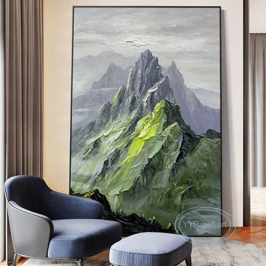 Custom Canvas Mural Abstract Mountain Decoration Picture Handmade Oil Painting Wall Poster Living Room Bedroom Porch Restaurant Peaceful Pleasures Health and Wellness