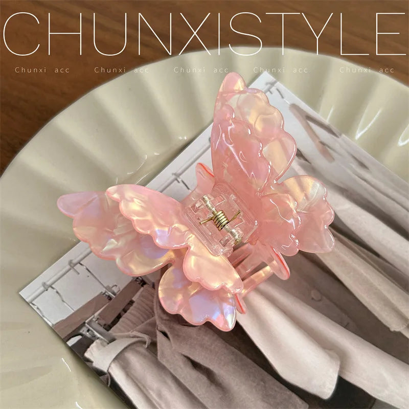 Fairy Butterfly Hair Claw Clip – French Retro Acetate Style