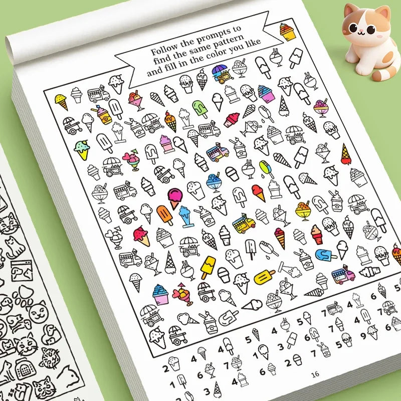 32 Pages Interactive Coloring Search Book Children Look Find 1000+