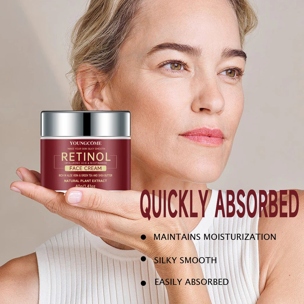 "YOUNGCOME Retinol + Hyaluronic Acid + Aloe Cream SAMPLE - 3-in-1 Anti-Aging Moisturizer 40G" Peaceful Pleasures Health and Wellness