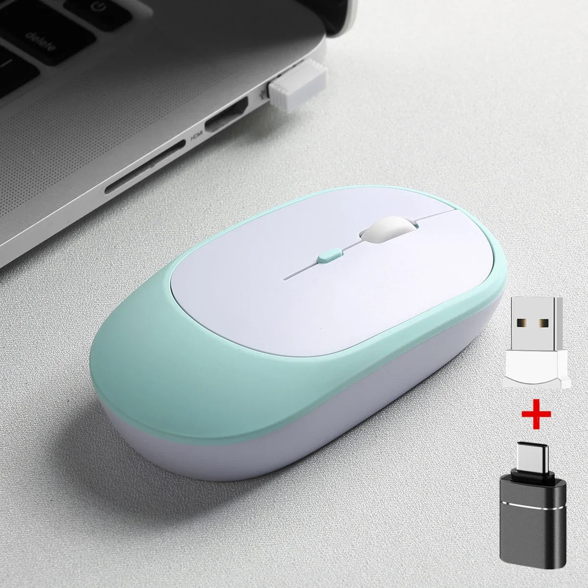 Bluetooth-compatible Wireless Mouse Rechargeable Mouse Gamer Dual Modes 2.4G USB Mice For Laptop iPad Tablet PC Macbook Mause Peaceful Pleasures Health and Wellness Green with OTG