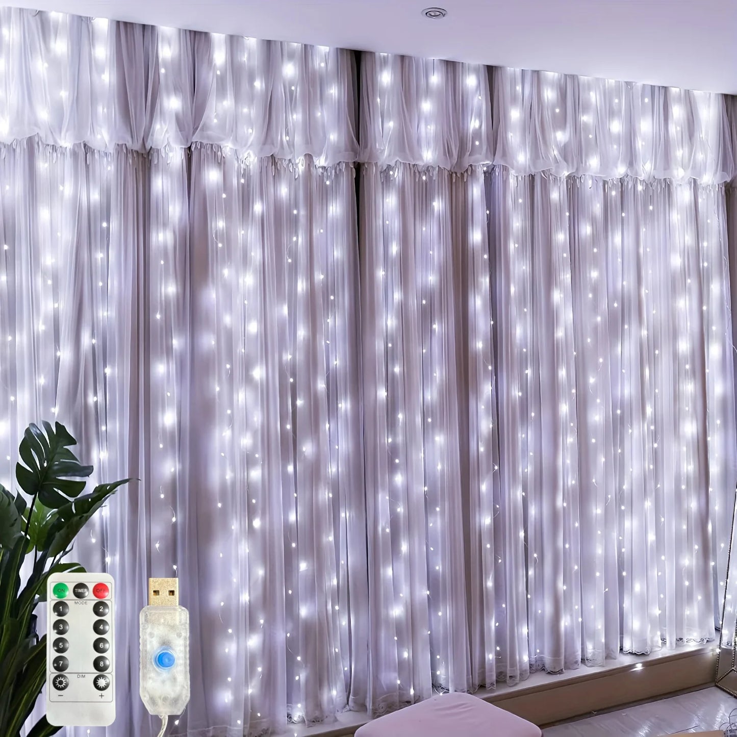 USB LED Fairy Curtain Light | Bedroom Window Holiday Decor