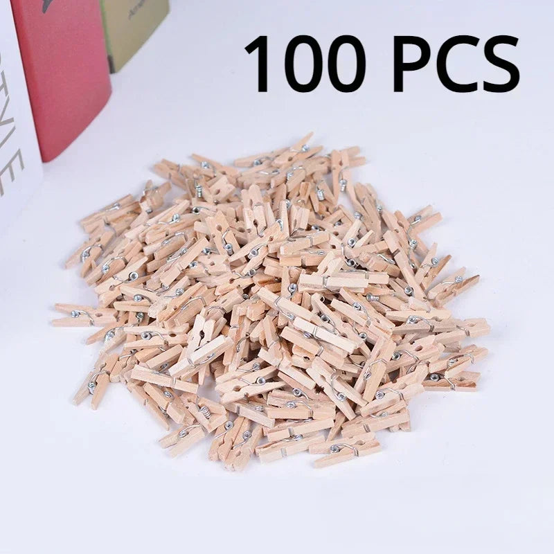 100pc Mini Wood Clothespins 25mm – Decorative Clothes Pegs