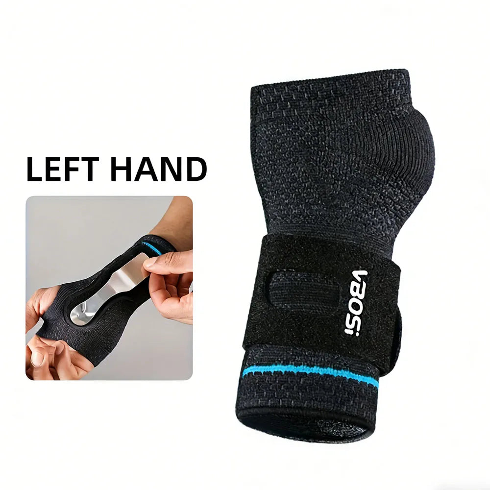 1pc Wrist Palm Support with Removable Metal Stays and Straps, Adjustable Brace Right Left Hand for Women And Men Peaceful Pleasures Health and Wellness Dark Gray-Left XL